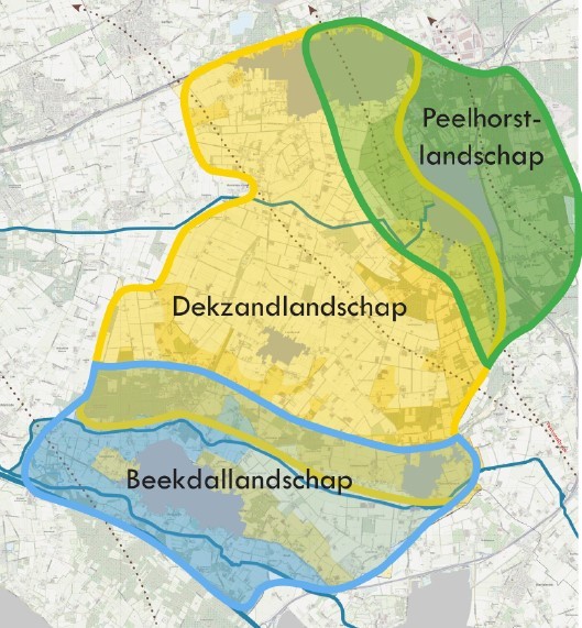 Kaart met de drie landschappen van gemeente Bernheze