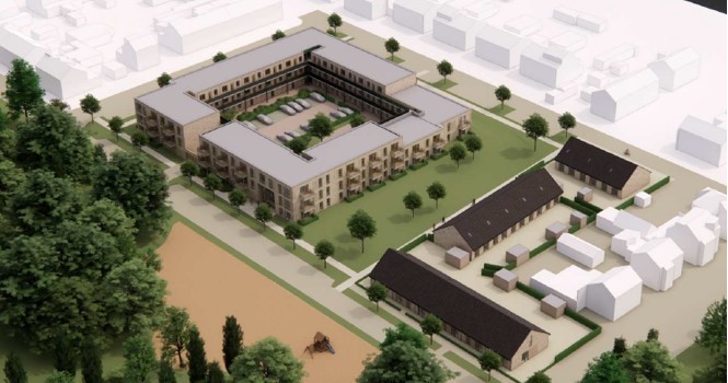 Plattegrond/kaart nieuw te bouwen woningen en appartementen D'n Berg Heesch