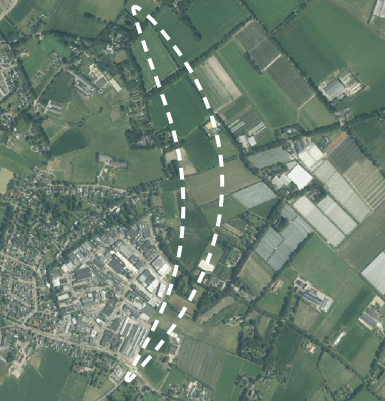 Luchtfoto met locatie van oostelijke randweg Heeswijk-Dinther