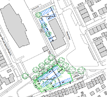 Tekening - Luchtfoto plangebied Heesch - Mozartlaan en Verdilaan